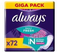 Always Daily Fresh Women's Normal Pantiliners (72 Pads), Flexistyle, Gigapack, with Fresh Fragrance, Suitable for All Panty Shapes
