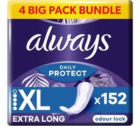 Always Daily Protect Extra Long Panty Liners 38 Liners, Odour Lock, Comfortable with Side Protection barriers