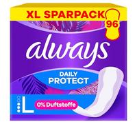 Always Daily Protect Long Pantiliners, 96 Pieces, 0% Fragrances, Comfortable with Side Leak Protection