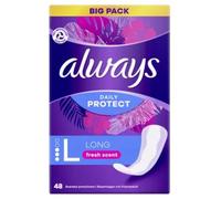 Always Daily Protect Long Pantyliners, Pack of 48, with Fresh Fragrance, Comfort with Absorbent Core