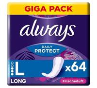 Always Daily Protect Women's Long Pantiliners (64 Pads), Gigapack, with Fresh Fragrance, Suitable for All Panty Shapes, Breathable, Flexible