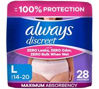 Always Discreet Adult Diapers for Women, Incontinence Underwear, Postpartum Essentials, Disposable Briefs, Max Absorbency, Bladder Leak Protection, Large, 28ct
