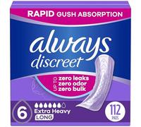 Always Discreet Adult Incontinence Pads for Women and Postpartum Pads, Extra Heavy Long, 112 CT, up to 100% Bladder Leak Protection