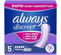 Always Discreet Adult Incontinence Pads for Women, Heavy Absorbency, Long Length, Postpartum Pads, 156 CT