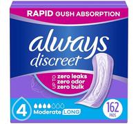 Always Discreet Adult Incontinence Pads for Women, Moderate Absorbency, Long Length, Postpartum Pads, 162 CT
