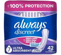 Always Discreet Adult Incontinence Pads for Women, Ultimate Extra Absorbency, Long Length, Postpartum Pads, 42 CT