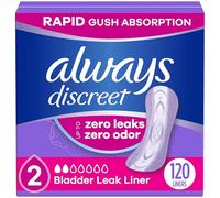 Always Discreet Adult Incontinence & Postpartum Liners for Women, Size 2, Very Light Absorbency, Regular Length, 120 Count (Packaging May Vary)