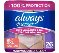 Always Discreet Adult Incontinence & Postpartum Underwear for Women, Classic Cut, Size Extra-Large, Maximum Absorbency, Disposable, 26 Count
