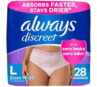 Always Discreet Adult Incontinence Underwear for Women and Postpartum Underwear, Large, Up to 100% Bladder Leak Protection, 28 Count