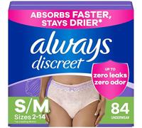 Always Discreet Adult Incontinence Underwear for Women and Postpartum Underwear, S/M, Up to 100%* Bladder Leak Protection, 84 CT,