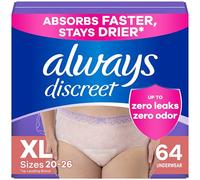 Always Discreet Adult Incontinence Underwear for Women and Postpartum Underwear, XL, Up to 100%* Bladder Leak Protection, 64 CT,