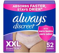 Always Discreet Adult Incontinence Underwear for Women and Postpartum Underwear, XXL, Up to 100%* Bladder Leak Protection, 52 CT,