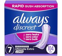 Always Discreet Adult Ultimate Extra Protection Incontinence & Postpartum Pads with Rapid Dry, 26 Count x 4 Packs (104 Count Total)