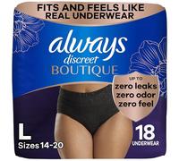 Always Discreet Boutique Adult Incontinence and Postpartum Underwear for Women, Maximum Protection, Large, Black, 18 Count