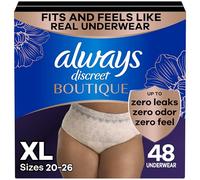 Always Discreet Boutique Adult Incontinence and Postpartum Underwear for Women, Maximum Protection, XL, Rosy, 48 Count (Packaging May Vary)