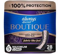 Always Discreet Boutique Adult Incontinence Bladder Leak Pads for Women, Maximum Absorbency, Long Length, Up to 100% Bladder Leak Protection, 28 Count
