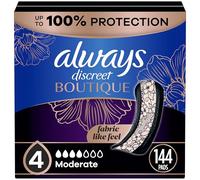 Always Discreet Boutique Adult Incontinence & Postpartum Pads for Women, Size 4, Moderate Absorbency, Regular Length, 48 Count x 3 Packs (144 Count Total) (Packaging May Vary)