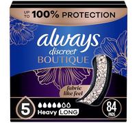 Always Discreet Boutique Adult Incontinence & Postpartum Pads for Women, Size 5, Heavy Absorbency, Regular Length, 28 Count x 3 Packs (84 Count Total) (Packaging May Vary)