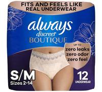 Always Discreet Boutique Adult Incontinence & Postpartum Underwear for Women, High-Rise, Size Small/Medium, Rosy, Maximum Absorbency, Disposable, 12 Count (Packaging May Vary)