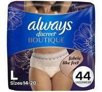 Always Discreet Boutique Incontinence and Postpartum Underwear for Women, Maximum Protection, L, Rosy, 44 Count