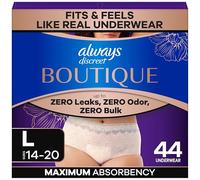 Always Discreet Boutique Incontinence and Postpartum Underwear for Women, Maximum Protection, L, Rosy, 44 Count