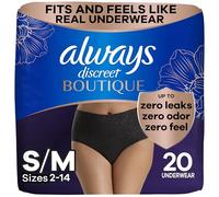 Always Discreet Boutique Incontinence and Postpartum Underwear for Women, Maximum Protection, S/M, Black, 20 Count (Packaging May Vary)