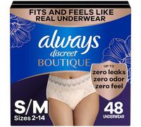 Always Discreet Boutique Incontinence and Postpartum Underwear for Women, Maximum Protection, S/M, Rosy, 48 Count