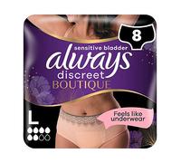 Always Discreet Boutique Incontinence Pants Women Beige Plus, L, 8 Pants