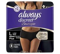 Always Discreet Boutique Incontinence Pants Women Black Plus Low-Rise, L, 8 Pants