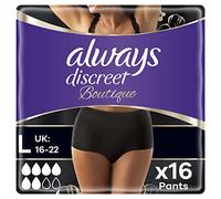 Discreet Boutique Incontinence Pants Women Large Size Black 16 High Absorbency Plus Pants 8 x 2 Packs Odour Neutraliser Softness and