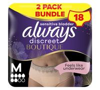 Always Discreet Boutique Incontinence Pants Women, Medium, Plus, 18 High Absorbency Pants (9 x 2 Packs), Odour Neutraliser, Softness and Protection, For Sensitive Bladder