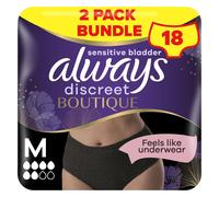 Always Discreet Boutique Incontinence Pants Women, Medium Size, Black, 18 High
