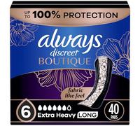 Always Discreet Boutique, Incontinence & Postpartum Pads for Women, Size 6, Extra Heavy Absorbency, Long Length, 20 Count x 2 Pack (40 Count Total)