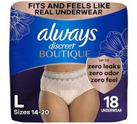 Always Discreet Boutique, Incontinence & Postpartum Underwear for Women, Maximum Protection, Peach, Large, 18 Count