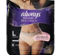 Always Discreet Boutique Underwear for Urinary Leaks, Beige Plus Size L, x8 Panties, Feeling Real Underwear, Super Absorbent, Shape-Hugging Design