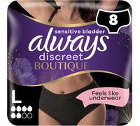 Always Discreet Boutique Underwear Incontinence Pants Plus, Large, Black, 8 Ct