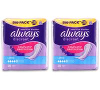 Always Discreet Complete Protection Long Incontinence Pads 20 Pack x2