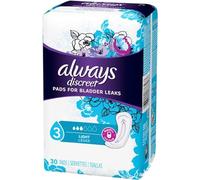 Always Discreet, Incontinence Light Pads - 3 Drops, 30 Pads Each (Value Pack of 3)