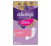 Always Discreet Incontinence Liners Light 28 Panty Liners For Sensitive Bladder 300g