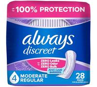 Always Discreet Incontinence Pads for Adults, Medium Absorbency, Normal Length, Postpartum Pads, up to 100% Bladder Leak Protection, Pack of 28