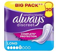 Always Discreet Incontinence Pads for Women, Long, 20 High Absorbency Pads
