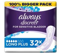 Always Discreet Incontinence Pads for Women, Long, 32 High Absorbency Pads