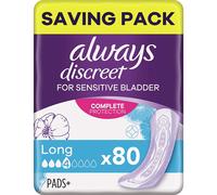 Always Discreet Incontinence Pads for Women, Long, Saving Pack 4 x 20 High Absorbency Pads