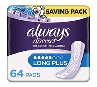 Always Discreet Incontinence Pads for Women, Long, Saving Pack 64 High Absorbency Pads