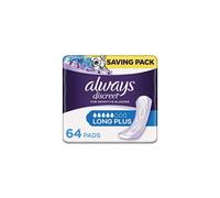 Always Discreet Incontinence Pads for Women, Long, Saving Pack 64 High Absorbency Pads