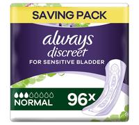 Always Discreet Incontinence Pads for Women, Normal, Saving Pack 96 Moderate Absorbency Pads
