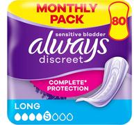 Always Discreet Incontinence Pads Long, 80 Pads (4 x 20 Pieces) Monthly Pack, D
