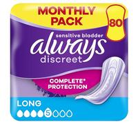Always Discreet Incontinence Pads Long, 80 Pads (4 x 20 Pieces) Monthly Pack, Discreet Protection & High Absorbency, Odour-Neutralising (Packaging May Vary)