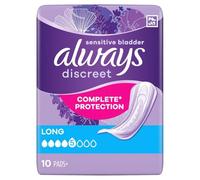Always Discreet Incontinence Pads+ Long for Sensitive Bladder 10pk