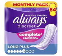 Always Discreet Long Plus Incontinence Pads 64 Pads (4 x 16 Pieces) Monthly Pack, Discreet Protection & High Absorbency, Odour-Neutralising (Packaging May Vary)